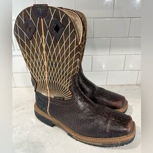 Justin Boots Derrickman Composite Toe  Brown and Tan Leather Western Boots